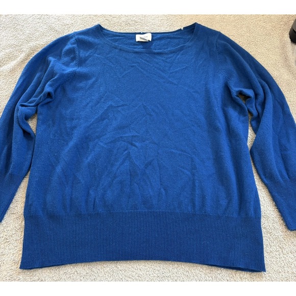 Neiman Marcus Cashmere Sweater Womens 2X Royal Blue Scoop Neck Long Sleeve Knit - Picture 3 of 9